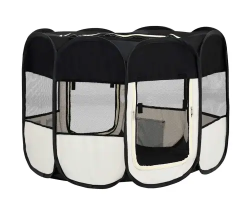 Sulankstomas Aptvaras Šunims Su Krepšiu, Juodas, 90X90X58Cm