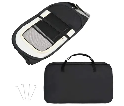 Sulankstomas Aptvaras Šunims Su Krepšiu, Juodas, 90X90X58Cm