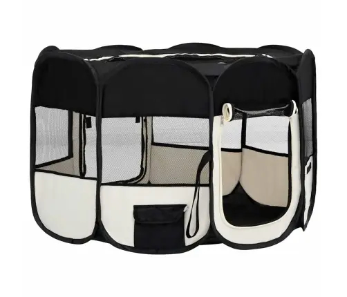 Sulankstomas Aptvaras Šunims Su Krepšiu, Juodas, 110X110X58Cm