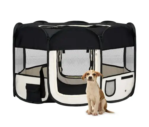 Saliekama Suņu Sētiņa, Ar Somu, Melna, 125X125X61 Cm Vidaxl