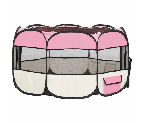 Sulankstomas Aptvaras Šunims Su Krepšiu, Rožinis, 110X110X58Cm