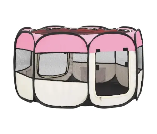 Sulankstomas Aptvaras Šunims Su Krepšiu, Rožinis, 110X110X58Cm