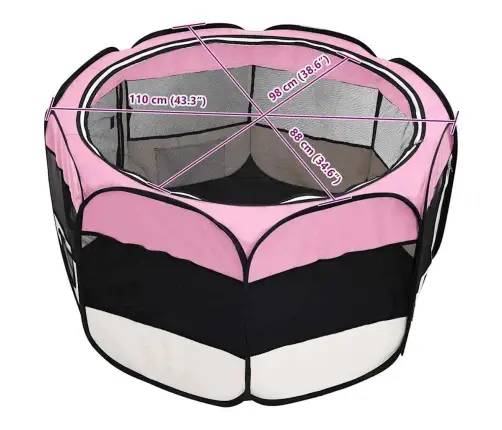 Sulankstomas Aptvaras Šunims Su Krepšiu, Rožinis, 110X110X58Cm