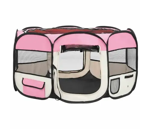 Saliekama Suņu Sētiņa, Ar Somu, Rozā, 125X125X61 Cm Vidaxl