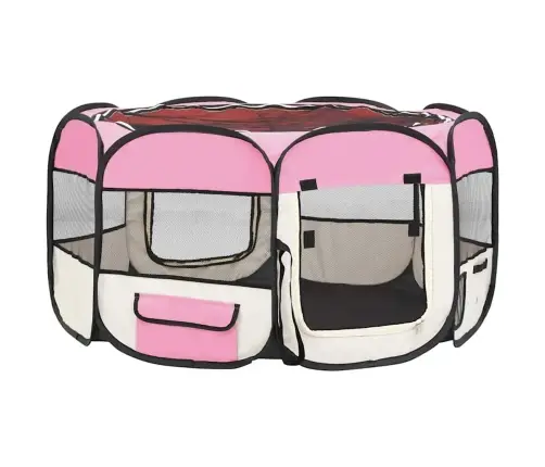 Saliekama Suņu Sētiņa, Ar Somu, Rozā, 125X125X61 Cm Vidaxl