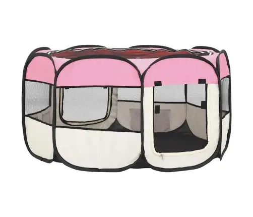 Saliekama Suņu Sētiņa, Ar Somu, Rozā, 125X125X61 Cm Vidaxl