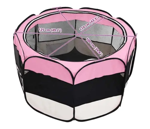 Saliekama Suņu Sētiņa, Ar Somu, Rozā, 125X125X61 Cm Vidaxl