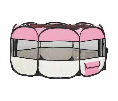 Sulankstomas Aptvaras Šunims Su Krepšiu, Rožinis, 145X145X61Cm