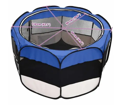 Sulankstomas Aptvaras Šunims Su Krepšiu, Mėlynas, 110X110X58Cm
