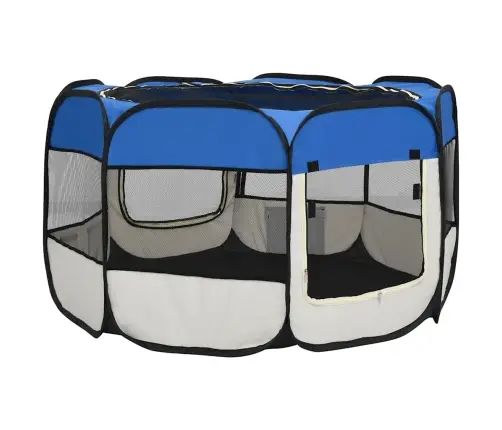 Sulankstomas Aptvaras Šunims Su Krepšiu, Mėlynas, 110X110X58Cm