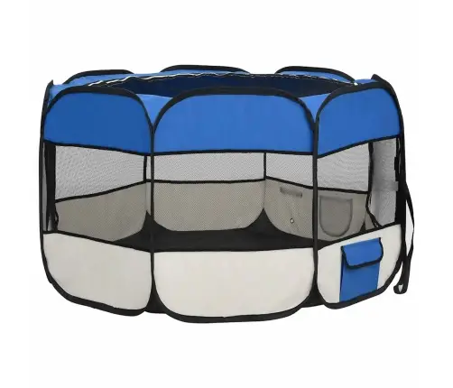 Sulankstomas Aptvaras Šunims Su Krepšiu, Mėlynas, 110X110X58Cm