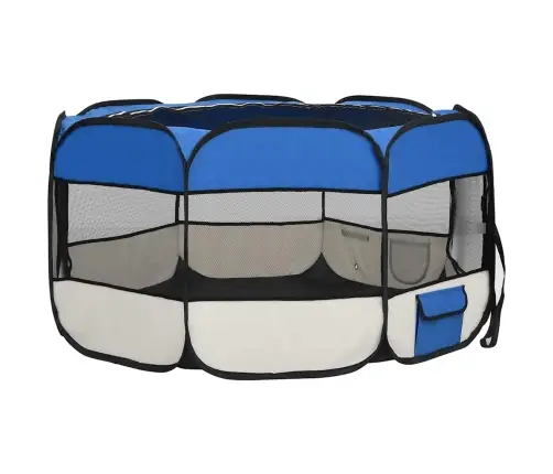 Saliekama Suņu Sētiņa, Ar Somu, Zila, 125X125X61 Cm Vidaxl