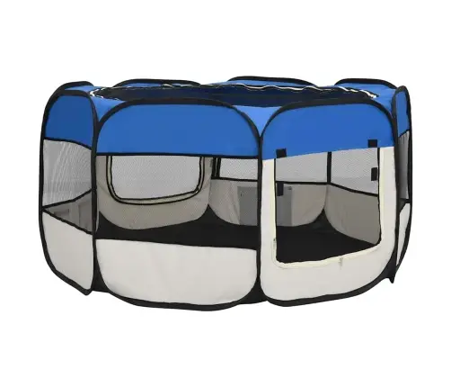 Saliekama Suņu Sētiņa, Ar Somu, Zila, 125X125X61 Cm Vidaxl