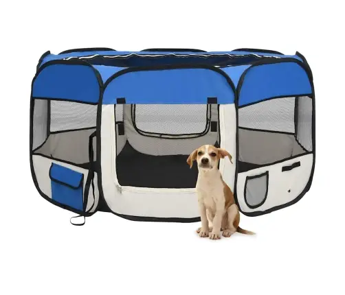 Saliekama Suņu Sētiņa, Ar Somu, Zila, 125X125X61 Cm Vidaxl