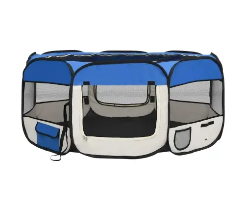 Sulankstomas Aptvaras Šunims Su Krepšiu, Mėlynas, 145X145X61Cm