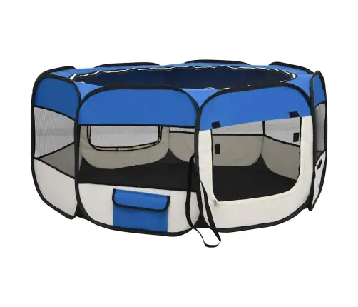 Sulankstomas Aptvaras Šunims Su Krepšiu, Mėlynas, 145X145X61Cm