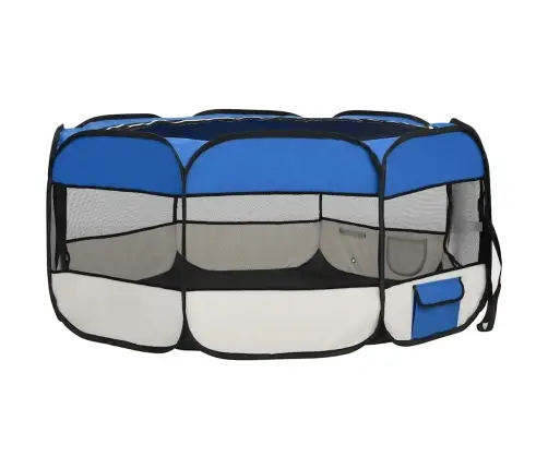 Sulankstomas Aptvaras Šunims Su Krepšiu, Mėlynas, 145X145X61Cm
