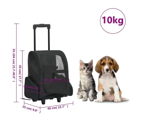 Mājdzīvnieku Ratiņi, Saliekami, Daudzfunkcionāli, Melni Vidaxl