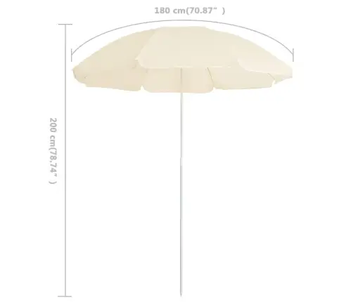 Dārza Saulessargs Ar Tērauda Kātu, 180 Cm, Smilšu Krāsā Vidaxl
