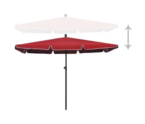 Dārza Saulessargs Ar Kātu, 210X140 Cm, Vīnsarkans Vidaxl