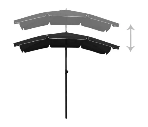 Dārza Saulessargs Ar Kātu, 200X130 Cm, Melns Vidaxl