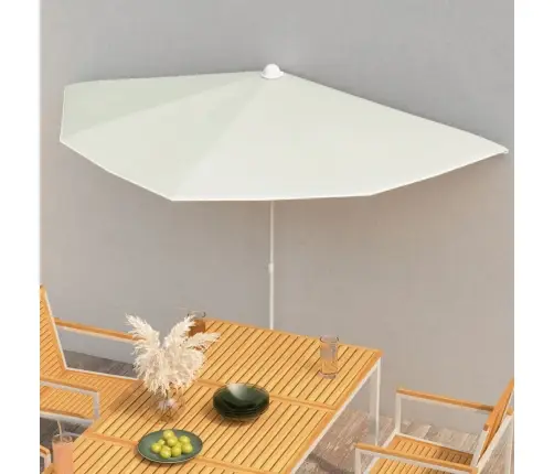 Dārza Saulessargs Ar Kātu, Pusapaļš, 180X90 Cm, Smilšu Krāsā Vidaxl