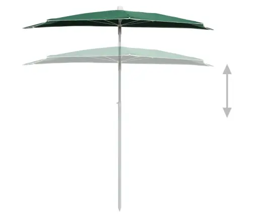 Dārza Saulessargs Ar Kātu, Pusapaļš, 180X90 Cm, Zaļš Vidaxl