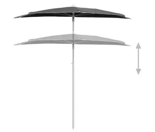 Dārza Saulessargs Ar Kātu, Pusapaļš, 180X90 Cm, Antracītpelēks Vidaxl