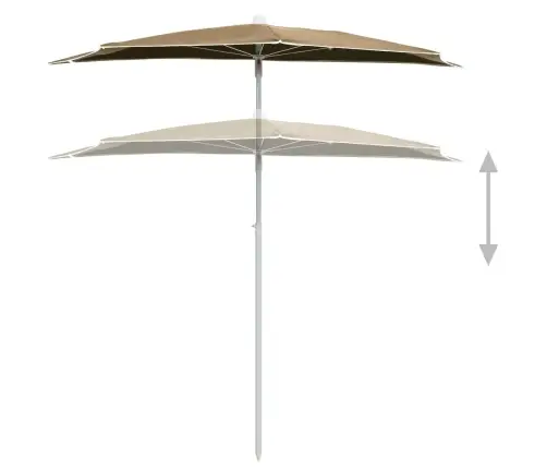 Pusapvalis Sodo Skėtis Su Stulpu, Taupe Spalvos, 180X90Cm Pusapvalis Sodo Skėtis Su Stulpu, Taupe Spalvos, 180X90Cm