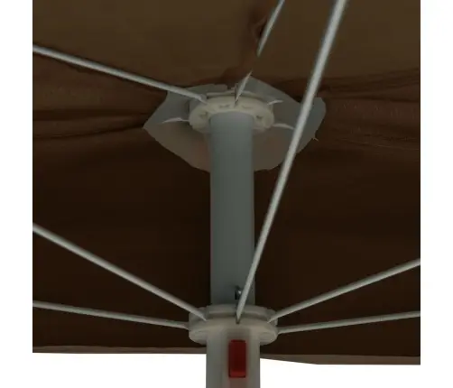 Pusapvalis Sodo Skėtis Su Stulpu, Taupe Spalvos, 180X90Cm Pusapvalis Sodo Skėtis Su Stulpu, Taupe Spalvos, 180X90Cm