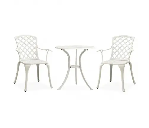 3-Daļīgs Bistro Mēbeļu Komplekts, Liets Alumīnijs, Balts Vidaxl