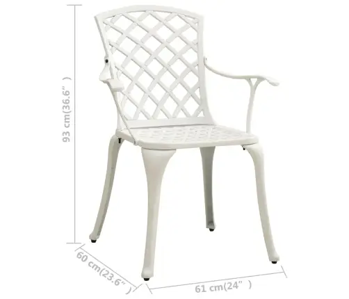 3-Daļīgs Bistro Mēbeļu Komplekts, Liets Alumīnijs, Balts Vidaxl