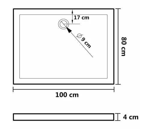 Dušas Pamatne, Taisnstūra, Melna, Abs, 80X100 Cm Vidaxl