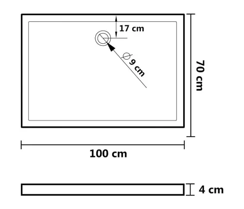 Dušas Pamatne, Taisnstūra, Abs, Melna, 70X100 Cm Vidaxl
