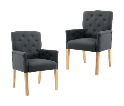 Valgomojo Kėdės Su Porankiais, 2Vnt., Pilkos Spalvos, Audinys