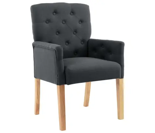 Valgomojo Kėdės Su Porankiais, 2Vnt., Pilkos Spalvos, Audinys