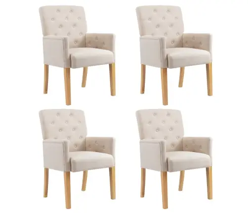 Virtuves Krēsli Ar Roku Balstiem, 4 Gab., Bēšs Audums Vidaxl