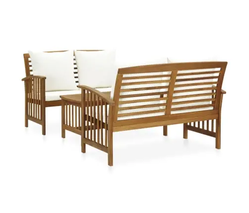 3-Daļīgs Dārza Atpūtas Mēbeļu Komplekts Ar Matračiem, Akācija Vidaxl