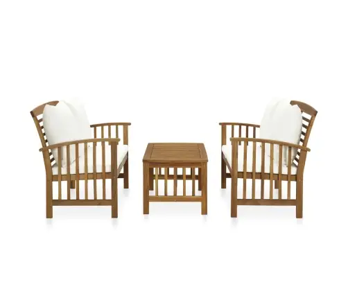 3-Daļīgs Dārza Atpūtas Mēbeļu Komplekts Ar Matračiem, Akācija Vidaxl