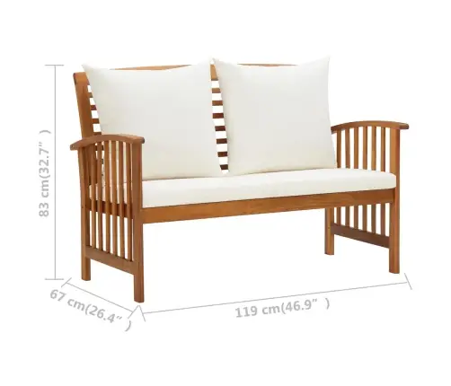 3-Daļīgs Dārza Atpūtas Mēbeļu Komplekts Ar Matračiem, Akācija Vidaxl