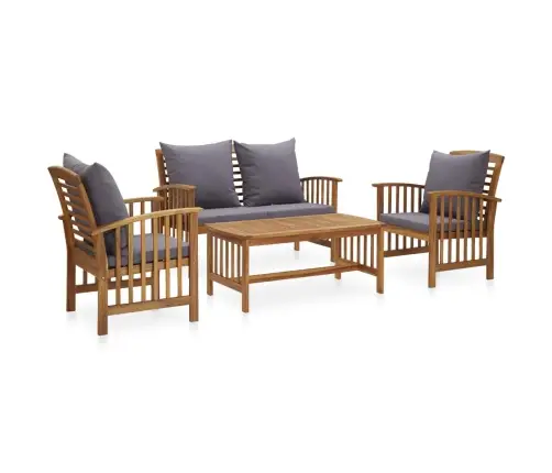 4-Daļīgs Dārza Atpūtas Mēbeļu Komplekts Ar Matračiem, Akācija Vidaxl