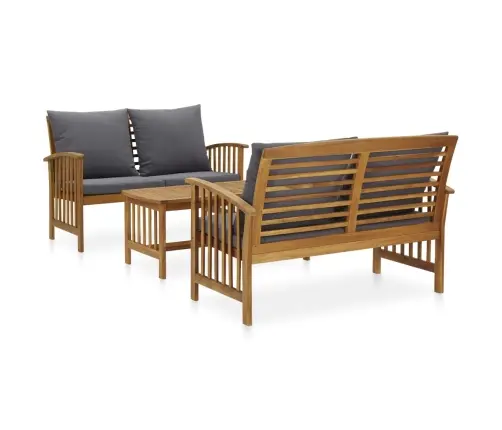 Sodo Baldų Komplektas Su Pagalvėmis, 3 Dalių, Akacijos Masyvas