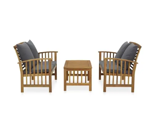 Sodo Baldų Komplektas Su Pagalvėmis, 3 Dalių, Akacijos Masyvas