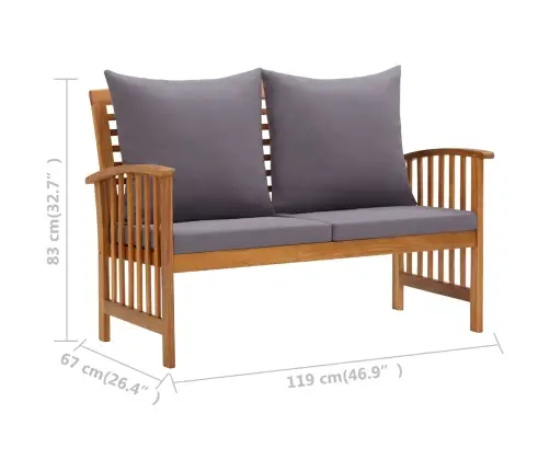 Sodo Baldų Komplektas Su Pagalvėmis, 3 Dalių, Akacijos Masyvas