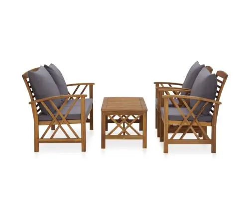 4-Daļīgs Dārza Atpūtas Mēbeļu Komplekts Ar Matračiem, Akācija Vidaxl