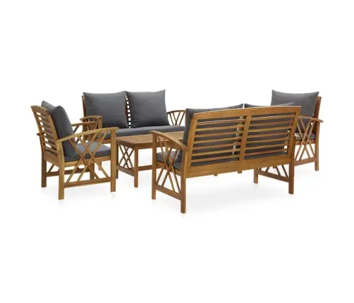 Sodo Baldų Komplektas Su Pagalvėmis, 5 Dalių, Akacijos Masyvas