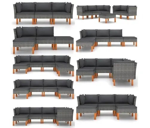 Vidurinės Sofos Dalys, 2Vnt., Poliratanas Ir Eukalipto Masyvas