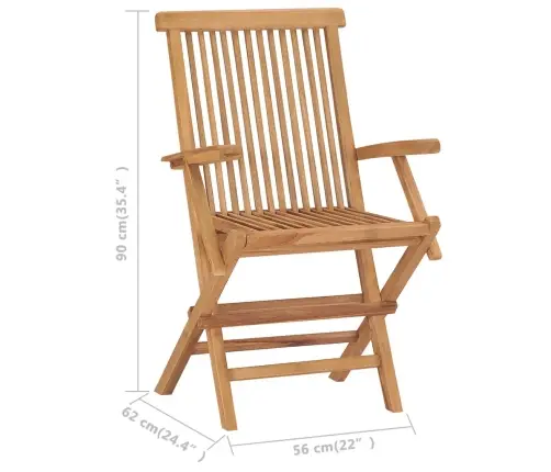 Saliekami Dārza Krēsli, 3 Gab., Masīvs Tīkkoks Vidaxl