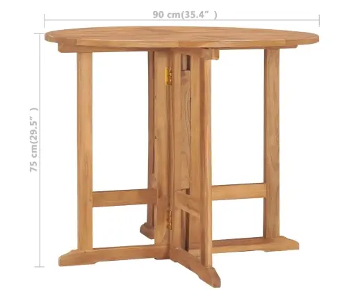Sulankstomas Sodo Stalas, 90X75cm Tikmedžio Medienos Masyvas Sulankstomas Sodo Stalas, 90X75cm Tikmedžio Medienos Masyvas