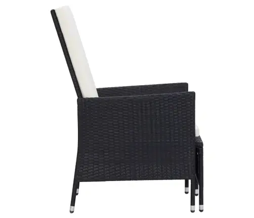 3-Daļīgs Dārza Atpūtas Mēbeļu Komplekts, Melns, Pe Rotangpalma Vidaxl